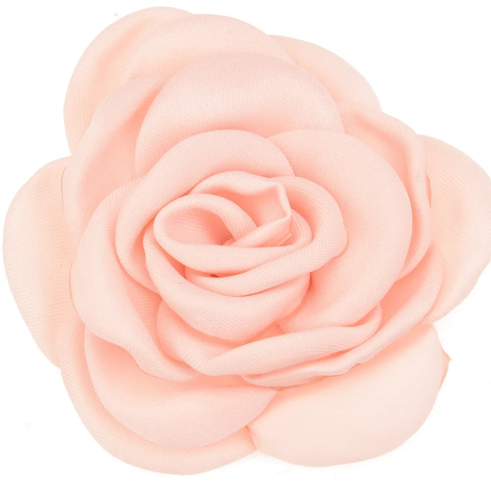 Peach 10 шт. атласный цветок 6 см Жареные Цветочные Цветы Camillia DIY Цветы Аксессуары для волос горящий цветок без заколки для волос - Цвет: Peach