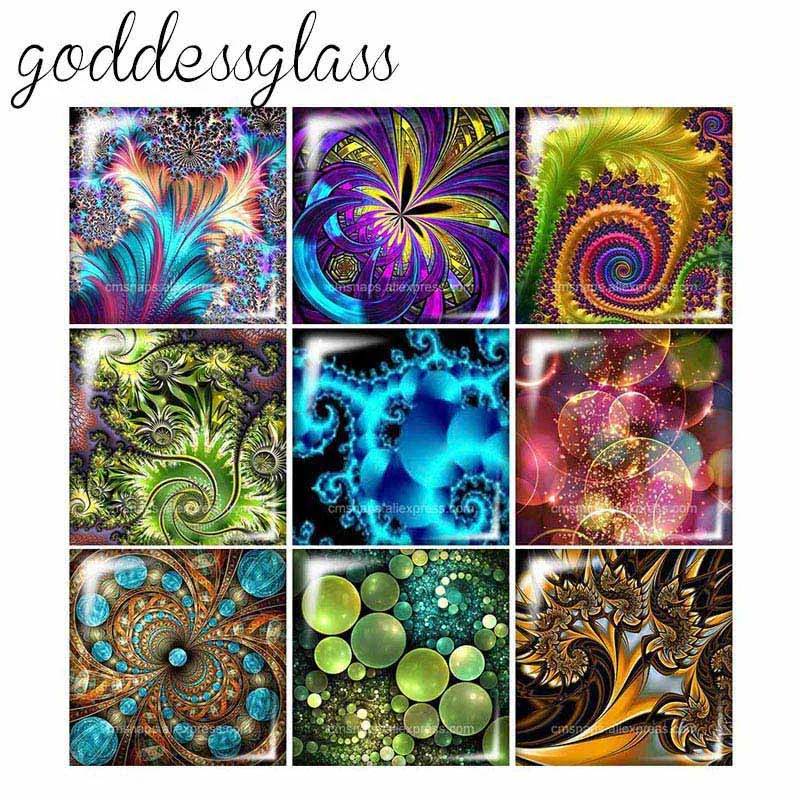 Разноцветные Вращающиеся узоры Цветочные пузыри Квадратные 10 шт. Смешанные 12