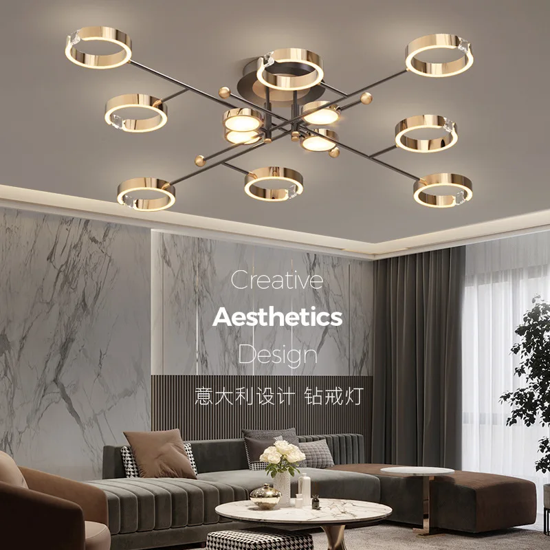 

New Italian style LED fashion creative ring light luxury atmosphere ceiling light living room dining room master bedroom