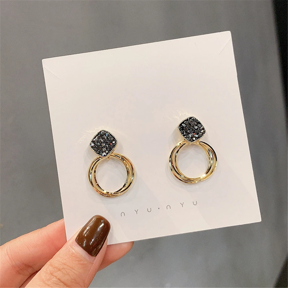 

Girl's Fashion Rhinestone Pendant Earrings Jewelry For Women Dress 2021 Trend Statement Hanging Dangle Earrings Pendientes Mujer