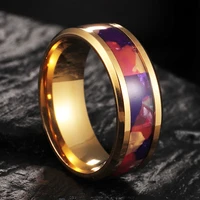 luxury trendy finger ring stainless steel gold color wedding party rings for men women jewelry gift hot sale