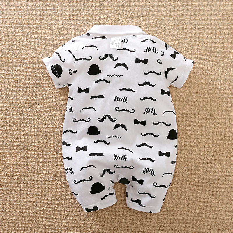 PatPat 2020 New Summer and Spring Baby Boy Beard Allover Short-sleeve Romper &amp Toddler One Pieces Jumpsuits |