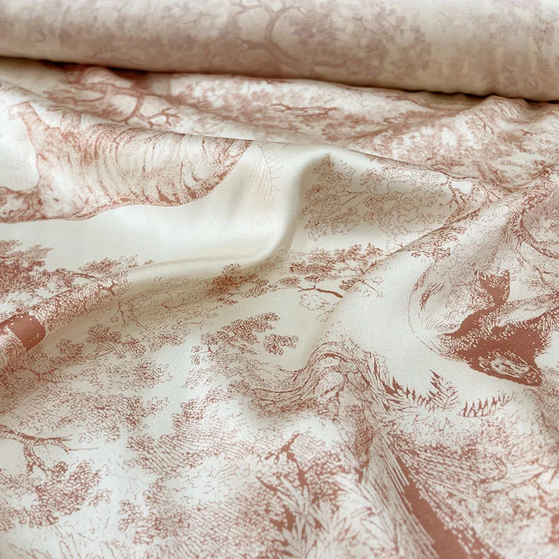 Печатная французская Роскошная брендовая эластичная атласная ткань из