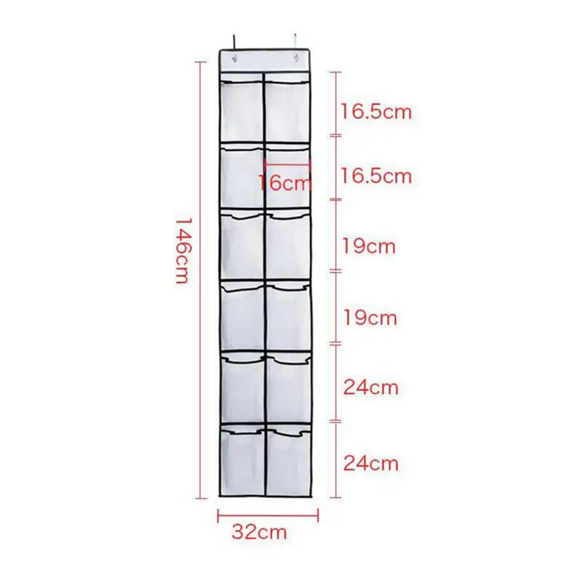 

12-pockets Non-Woven Fabric Bags Wall Hanging Storage Bags Practical Wall-Mounted Bags for Tidy-Up (White)