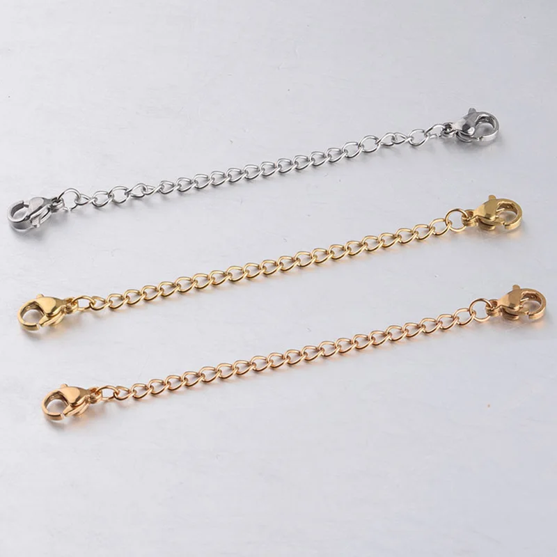 

10pcs/lot Stainless Steel Extend Chains With Double Lobster ClaspS 7cm Handmade Necklace Connection Chain DIY Jewelry Findings