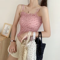 summer women tops camisole collar small floral wear short bottoming lace sleeveless tank top cute vest chic clothes