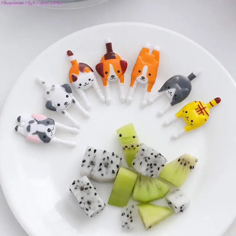 

7Pcs Cute Mini Animal Cartoon Food Picks Children Snack Cake Dessert Food Fruit Forks Lunch Bento Accessories Party Decoration