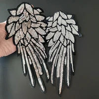 27cm wing patches for clothing silver sequins biker badge embroidery fabric patch sequined women clothes stickers strange things