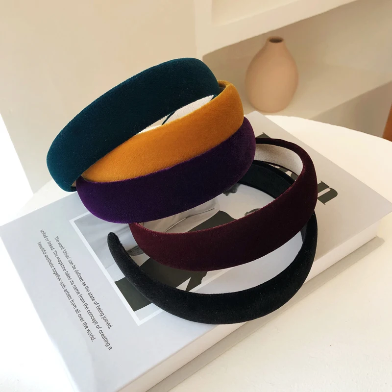 

Женская бархатная повязка на голову, однотонная Нескользящая повязка на голову, аксессуар для волос