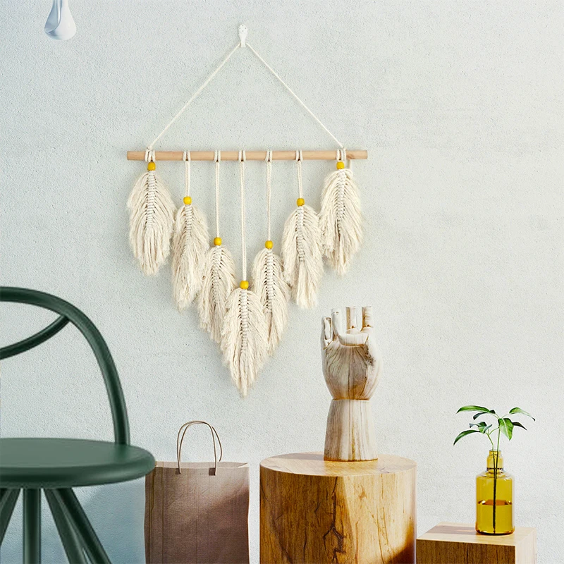 

DIY Macrame Wall Hanging Tapestry Leaf Nordic Woven Tapestry Bedroom Decoration Bohemia Headboard College Dorm Large Tapiz