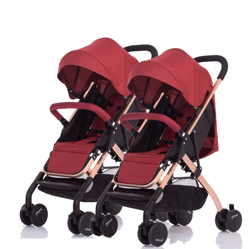 2 In1 Twins Baby Stroller Can Be Split Can Sit on A Reclining Double Stroller Baby Twins Trolly Four Wheel Baby Carriage