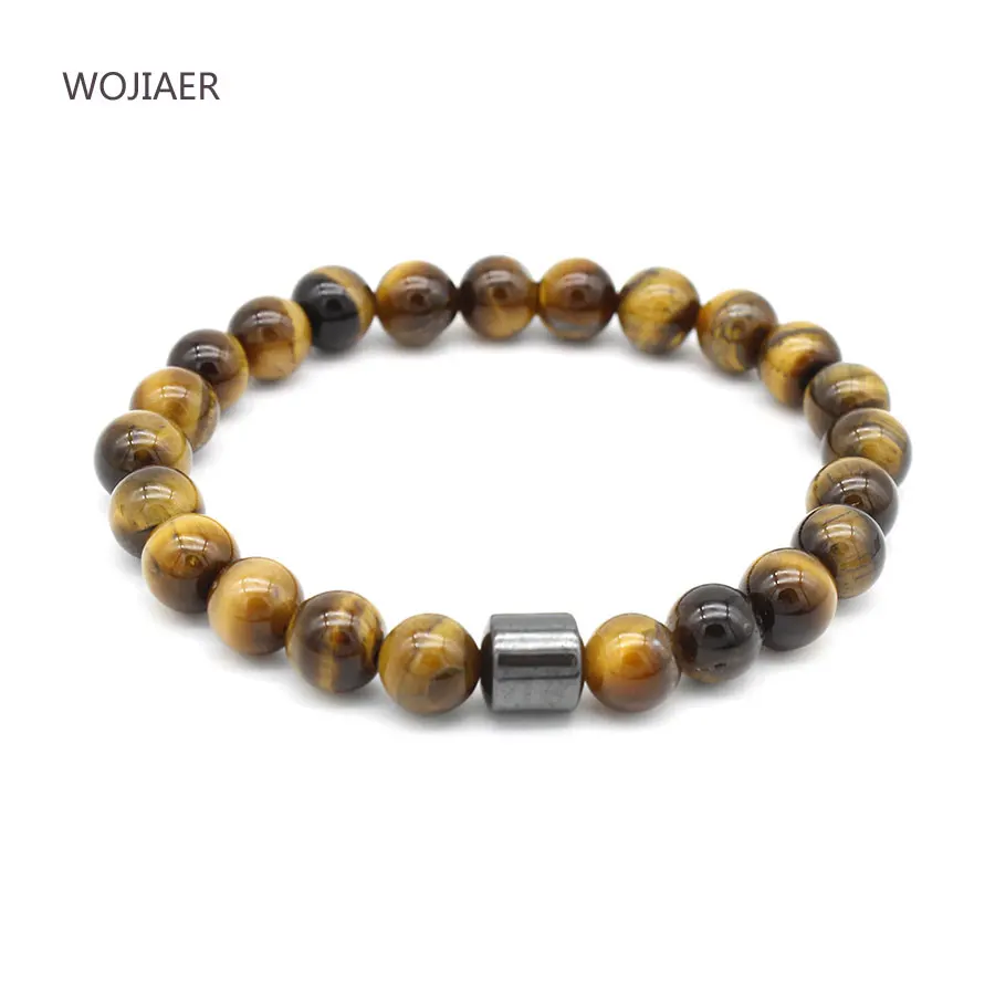 

WOJIAER Love Gifts Bracelets for Magnet Magnetic Charms Natural Stone Black Prayer Beads Men Meditation Jewelry 10pcs/Set ZBM111