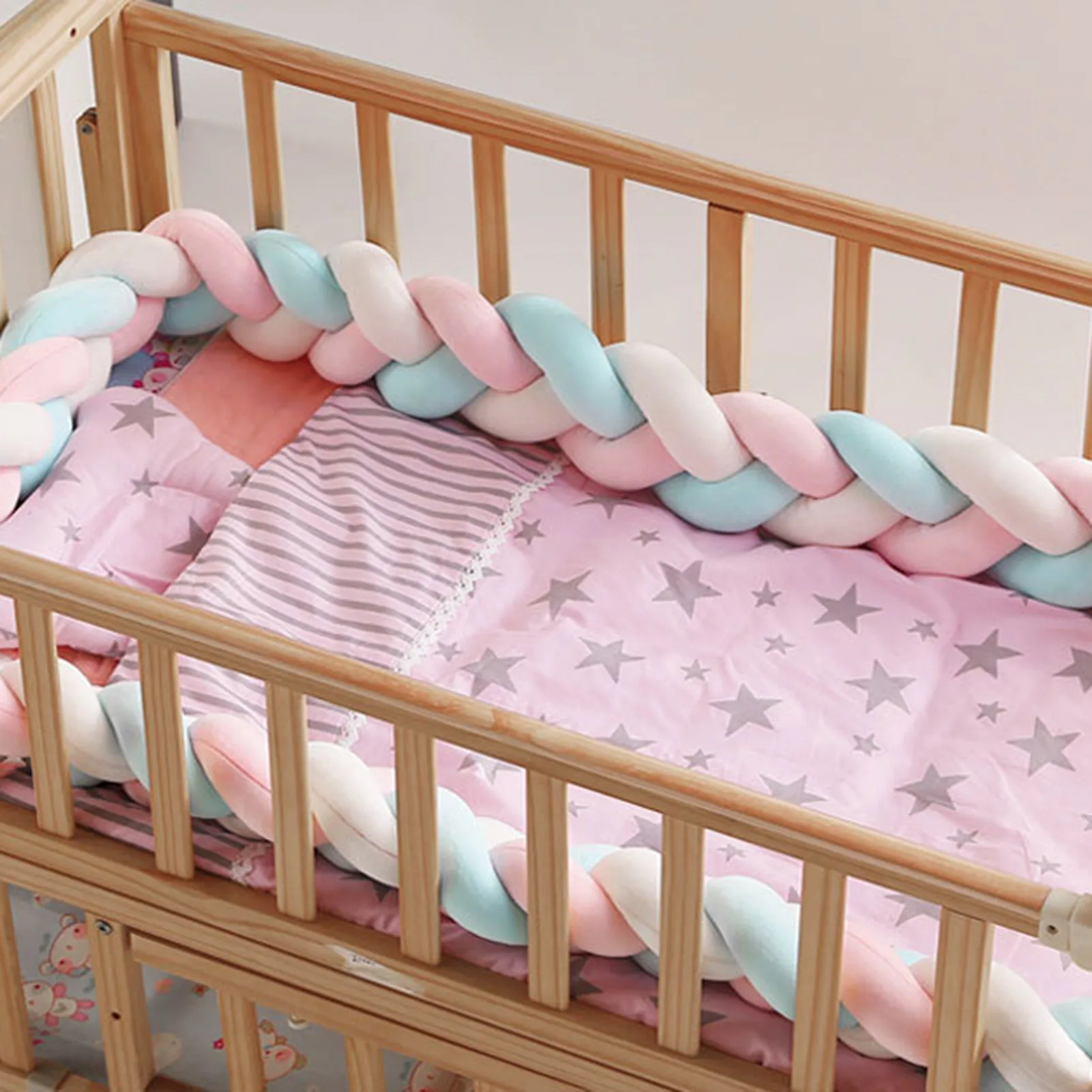 

2,2 м твист плетеный узел бампер для новорожденных длинная плетеная подушка детская кровать бампер для младенцев Колыбель защитная полоса