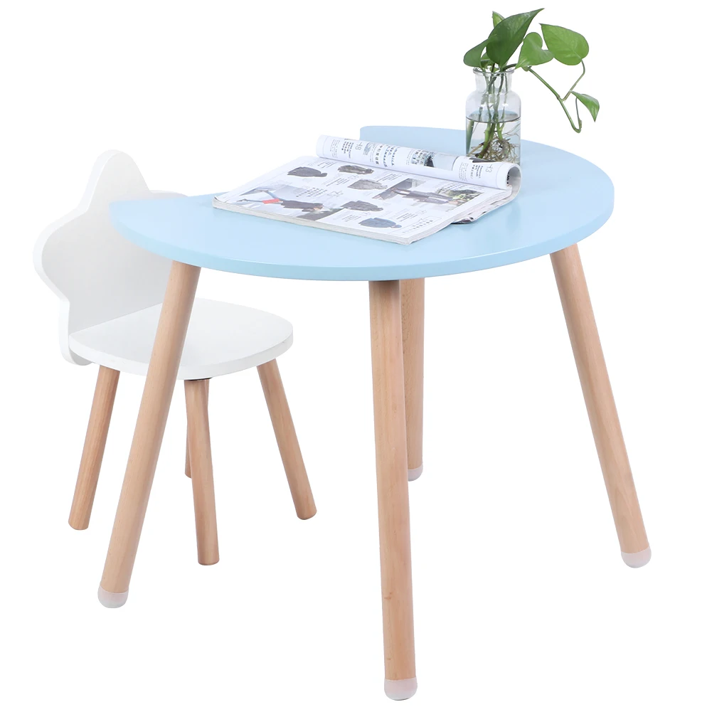 

Children Multifunctional MDF Table Desk Chair Set for Home Bedroom Living Room Decoration(Blue )
