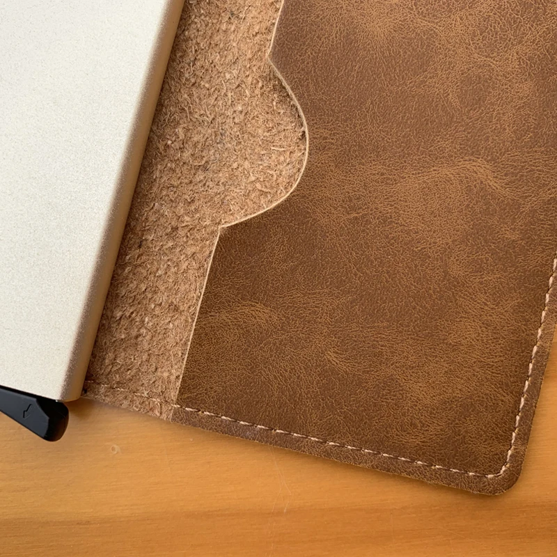 SEEKRID RFID Блокировка Коричневый Держатель для кредитных карт Алюминиевый Кожаный Бизнес Идентификатор Карманный кошелек для мужчин.