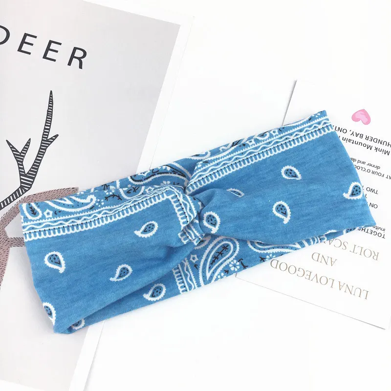 

2pcs Fashion Button Headbands Wide Cross Stretch Women Headband Retro Sports Running Hair Band FS99