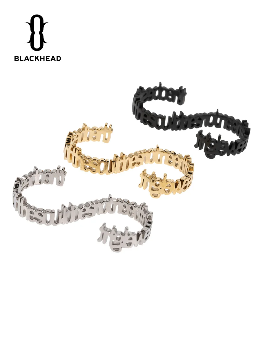 

Blackhead Designer Fashion Brand Personalized Letter Double Finger Decorative Titanium Steel Ring Liu Chang Same Style