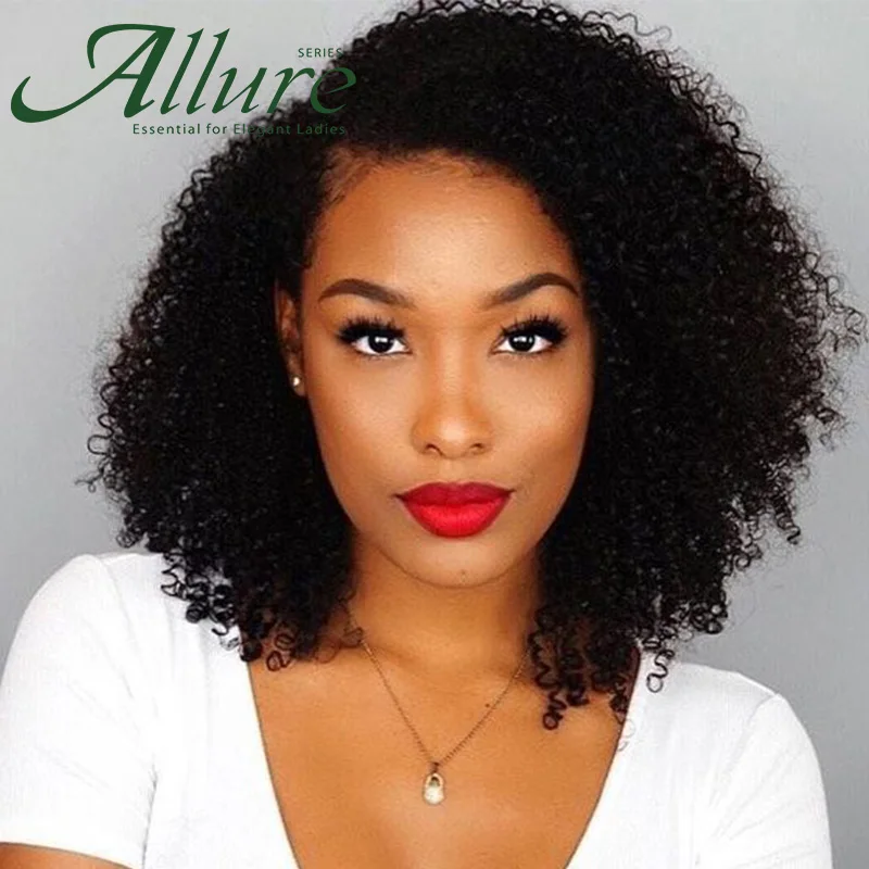 

Afro Kinky Curly Human Hair Wigs For Black Women Short Natural Remy Peruvian Hair Cheap Full Machine Wig Free Shipping Allure