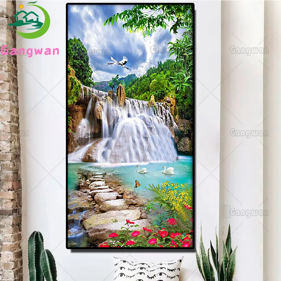 5D алмазная картина живописный Водопад 3D полная круглая Алмазная мозаика продажа