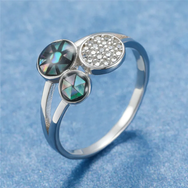 Винтажное женское круглое Радужный опал циркониевое кольцо модное обручальное