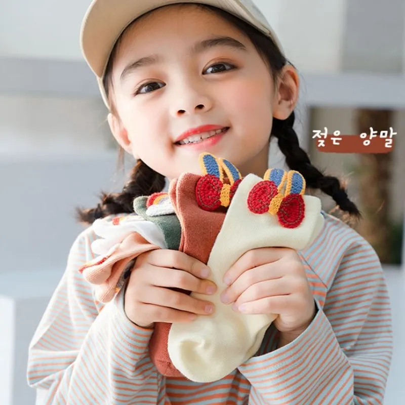 

3 пары детских носков весенне-осенние новые корейские детские носки с милым кроликом и радугой для девочек милые кавайные носки
