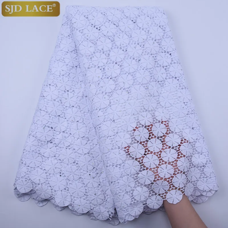 

SJD LACE African Lace Fabrics With Stones Fashion Embroidery Guipure Fabric Lace For Party Dress A1830