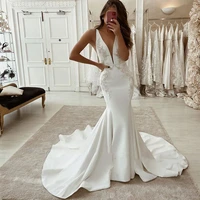 straps appliques deep v neck wedding dresses 2020 for women robe de mariee mermaid backless bridal gowns vestidos de novia