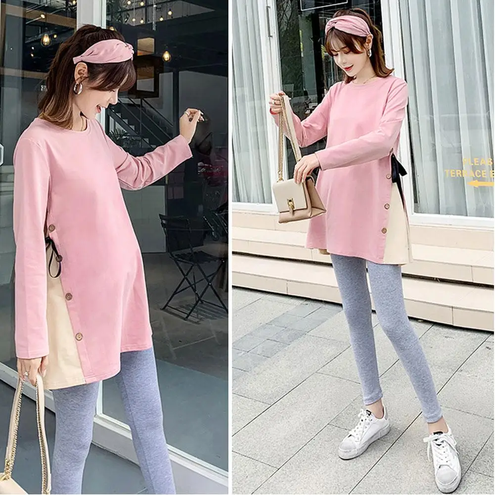 DSstyles 2 шт./компл. свободный для беременных топ с длинными рукавами регулируемые