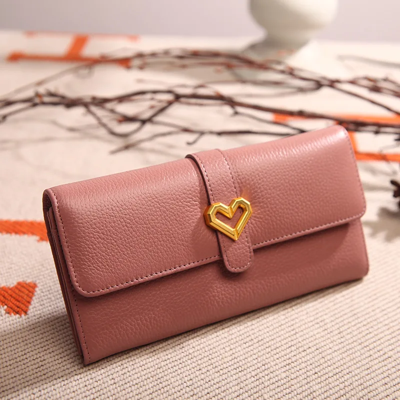 Женский Длинный кошелек из коровьей кожи вместительный клатч натуральной с