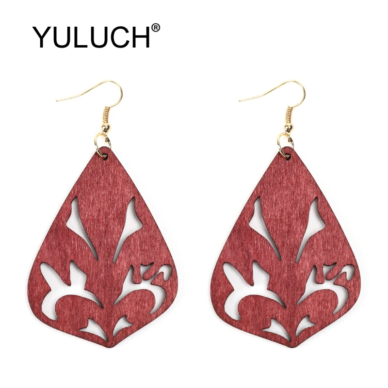 Женские этнические серьги YULUCH красные черные длинные серьги-подвески из