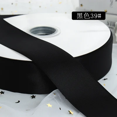 Черный Kewgarden тканевая лента для упаковки Grosgrain ленты 1," 38 мм DIY цветок волос бант в качестве аксессуара вручную изготовленная лента 100 ярдов - Цвет: Черный