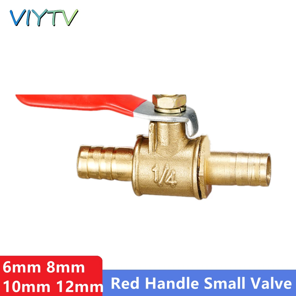 

Маленький клапан с красной ручкой, 6-12 мм, штуцер для шланга, встроенный латунный запорный шаровой клапан для воды, масла, газа, воздуха, топли...