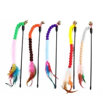 funny cat feather toy interactive cat teaser wand toys with bells pet kittens training exercise toy cats supplies accessories