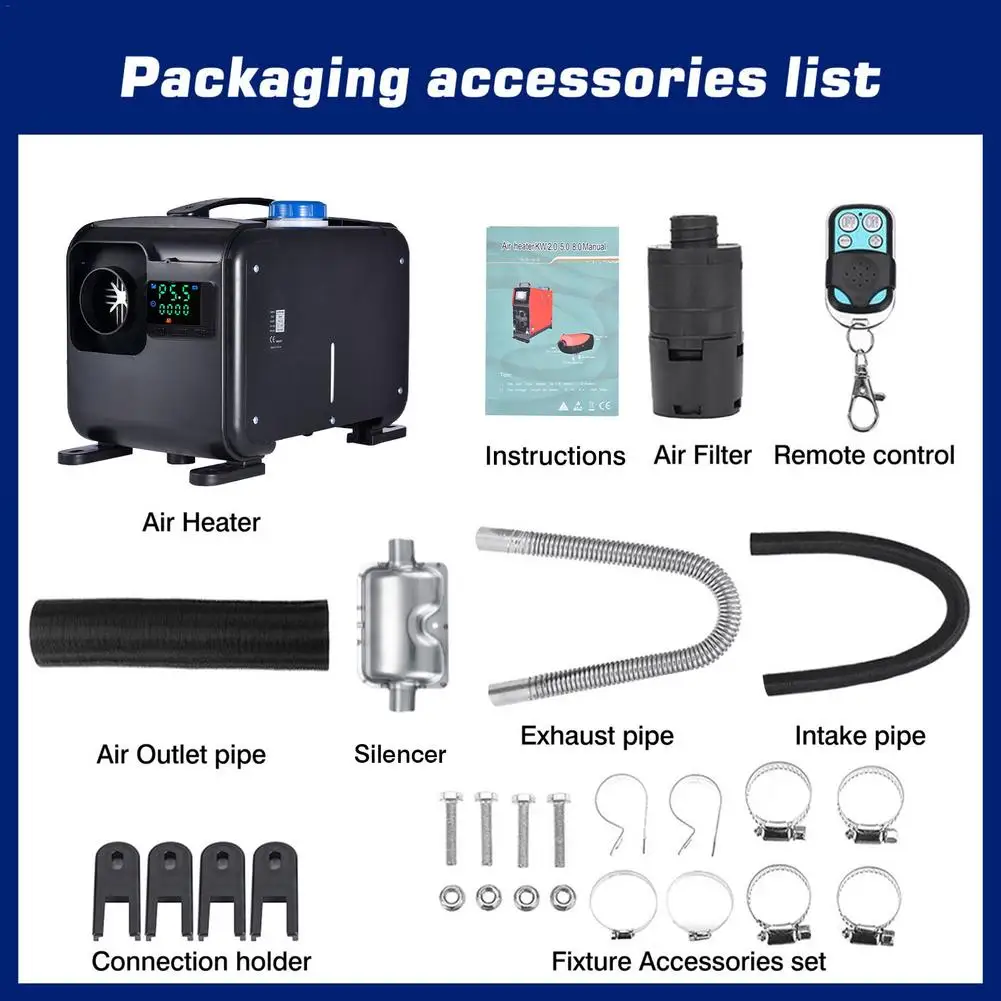 $66.36 Auxiliary Heater 8000W Diesel Air Heater 12V Car Heater For Trucks Motor-Homes LCD Button Remote Heating For Moto