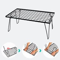 portable camping barbecue non stick diamond shaped mesh folding table desk picnic grill grate with folding legs 23 6x13 7 inch