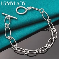 urmylady 925 sterling silver simple chain bracelet for women man charm wedding engagement party fashion jewelry