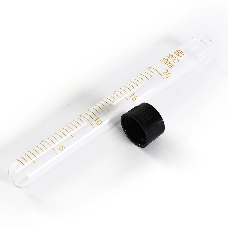 

Scale Line Glass Test Tube Round Bottom 5ml 10ml 15ml 20ml With Screw Cap For Chemistry Laboratory