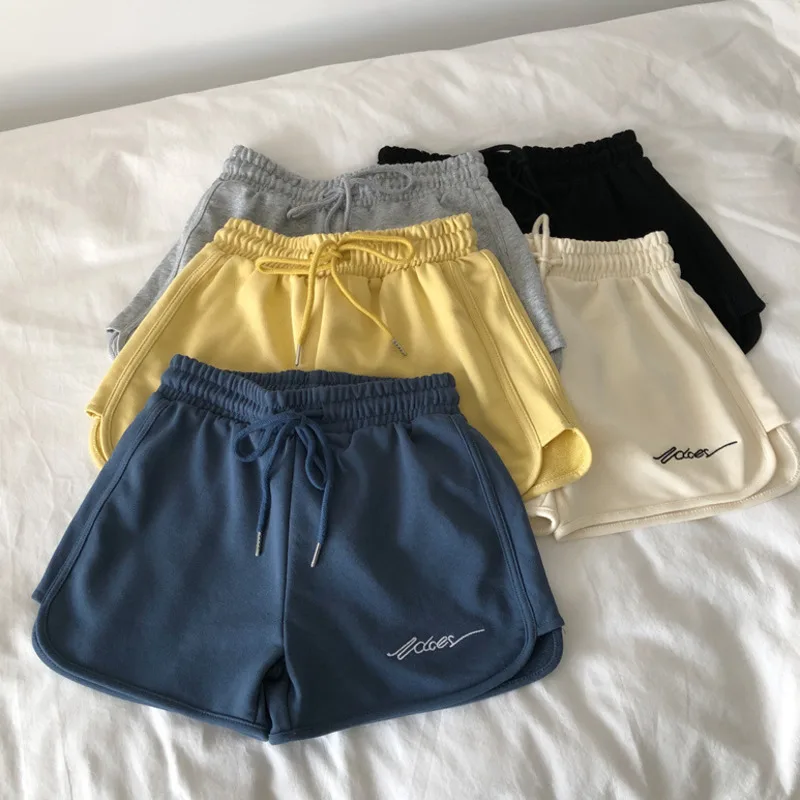 

Elastic Waist Sports Woman Shorts Letter Embroidery Casual Summer Shorts Drawstring Design Running Jogging Short Home Clothings