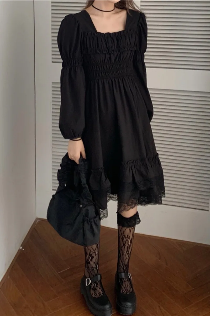 

WHCE CGDSR party vintage a-line woman long sleeve loose autumn winter elegant 2020 korean style dresses dress women midi vestido