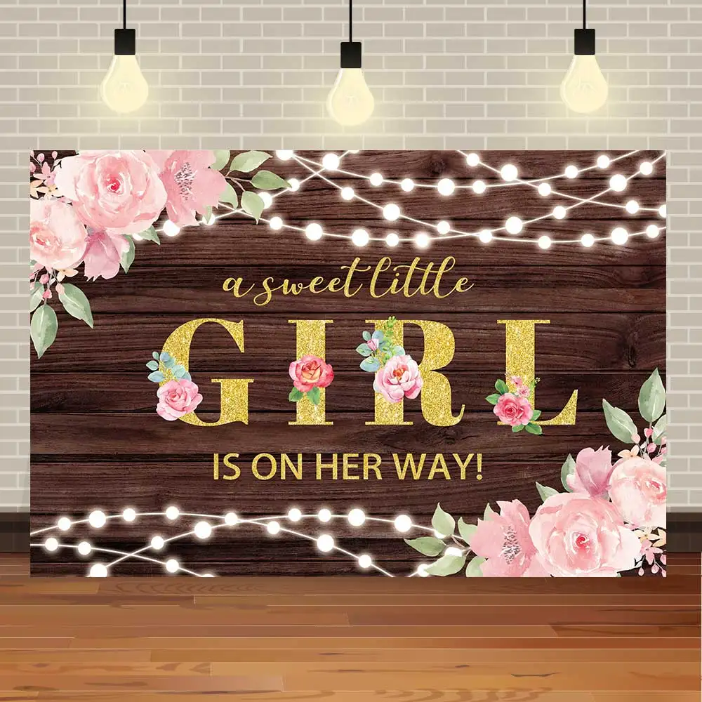 

Seekpro Flower and Bokeh Wood Background Photographic Baby Shower Girl Birthday Party Backdrop Children For Photo Studio Shoot