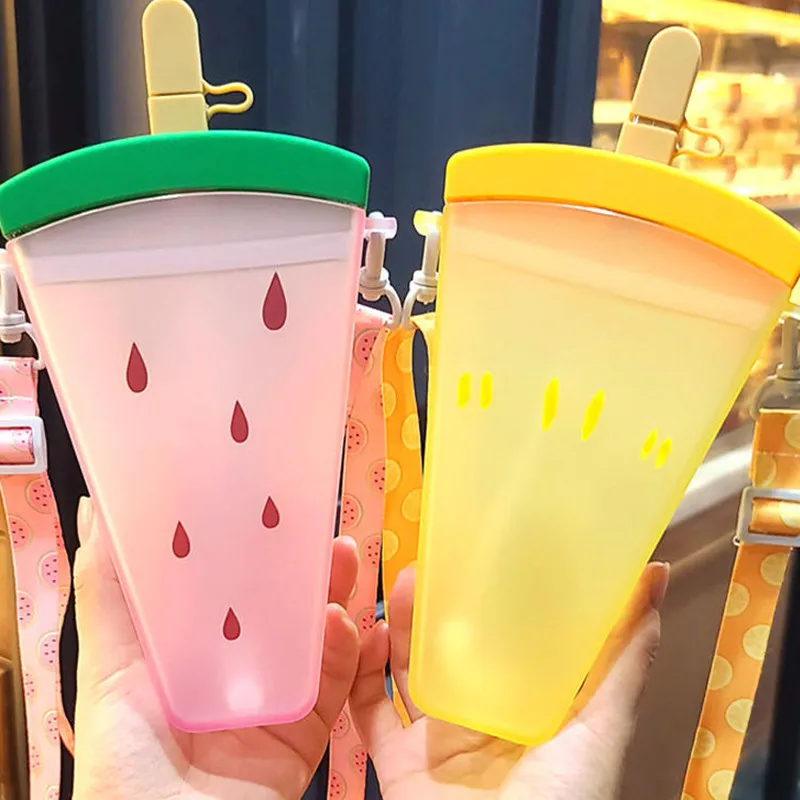Hot Selling Cute 350ml Ice Cream Cup Portable Female Student Summer Drinking Water Children Creative Trend Bottle Lanyard |