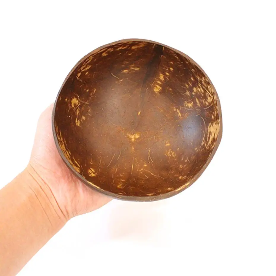 

12-15cm Natural Coconut Bowl protection wooden bowl Coconut Wood tableware Spoon Set coco smoothie Coconut Kitchen Environmental
