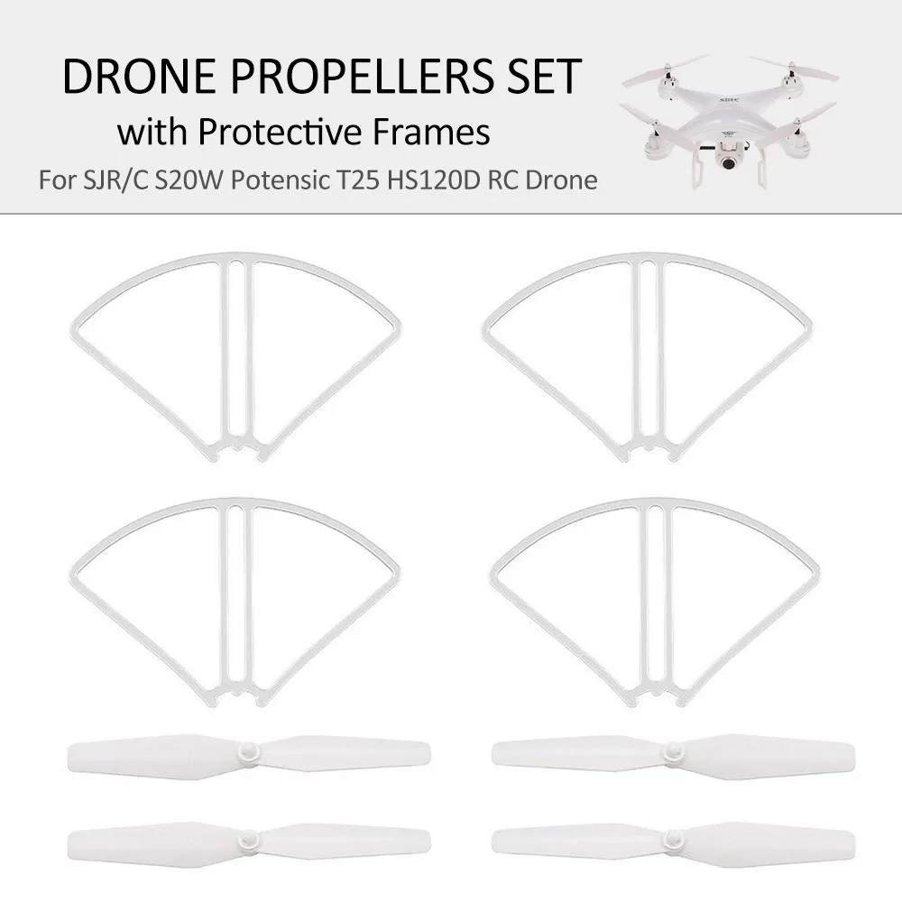 2 пары S20W Пропеллер для дрона и 4 защитных кольца набор SJR/C Potensic T25 HS120D Quadcopter RC Drone |