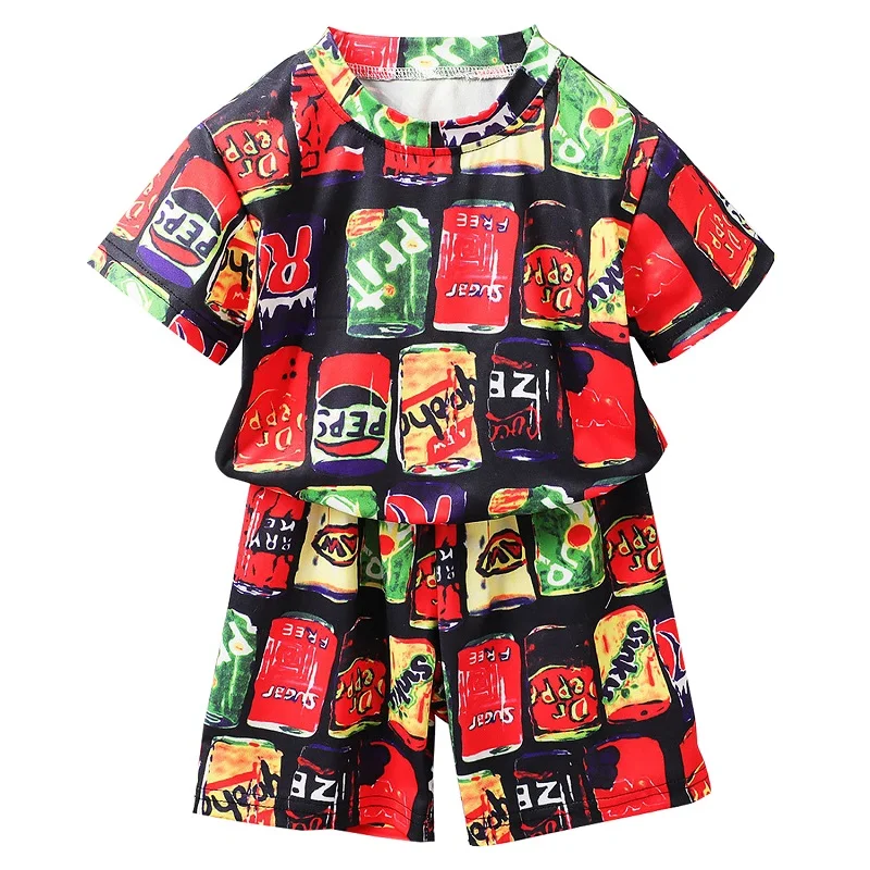 

Детский летний комплект из двух предметов, с коротким рукавом и круглым вырезом