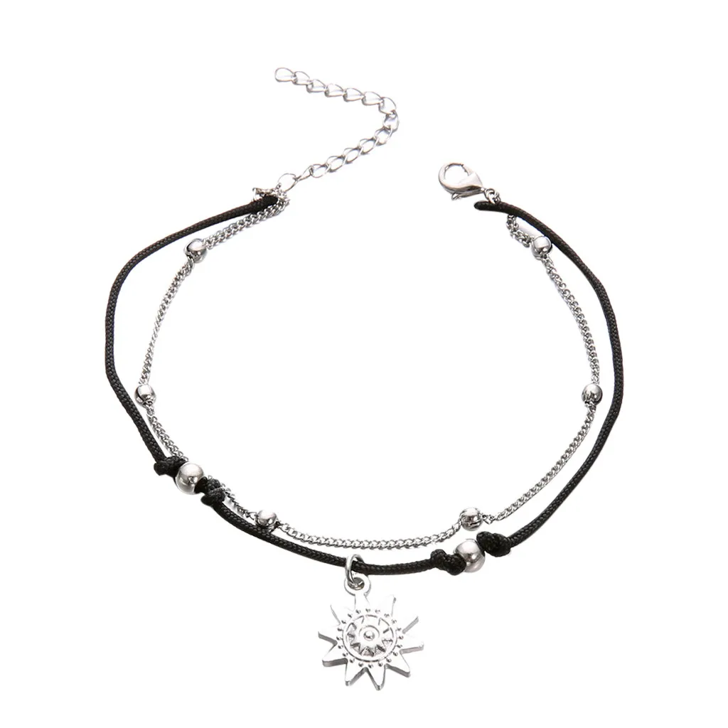 Женский браслет на щиколотке богемная подсолнуха Длинная цепочка европейский и