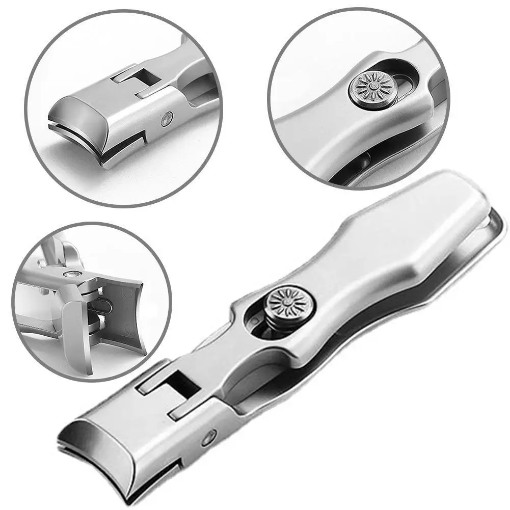 

Self locking stainless steel nail clippers with splash proof cover trimmer pedicure care nail clippers professional nailclippers