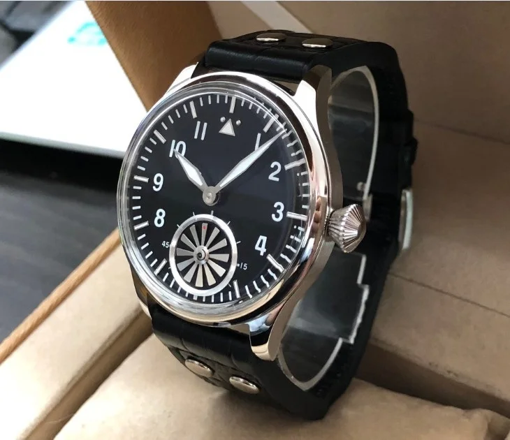 44 мм черный циферблат турбина секундная стрелка Азиатский 6498 механический