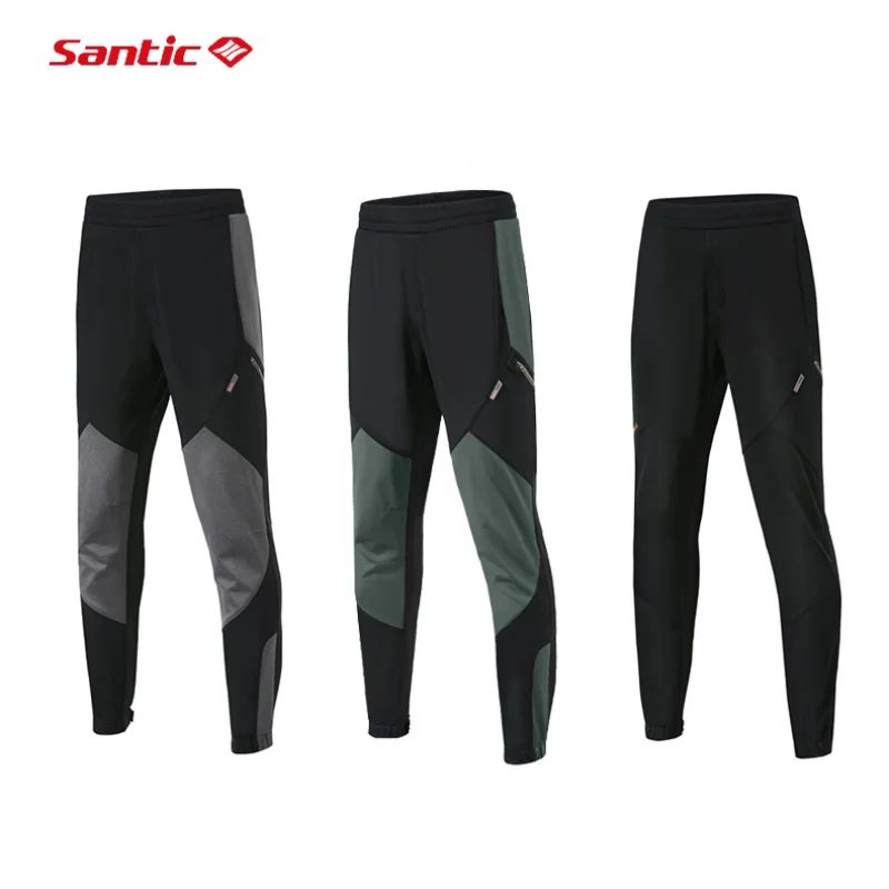 

Мужские зимние велосипедные брюки Santic, теплый ветрозащитный костюм для дорожного велосипеда, велосипедные брюки, светоотражающие, без подк...