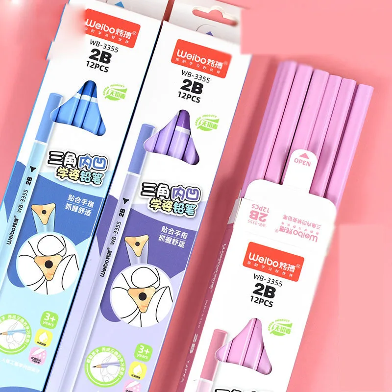 

60 pcs/lot Creative Correct Posture Triangle 2B Wooden Standard Pencils Writing Drawing Tool School Office Supply Stationery