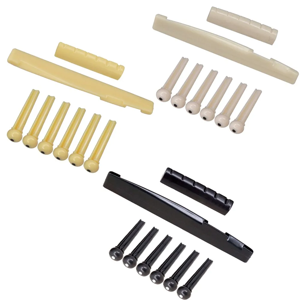 

1set Portable 6-String Guitar Bridge Pins Saddle Nut Acoustic Cattle Tailpiece Plastic Guitar Accessories For Acoustic Guitar